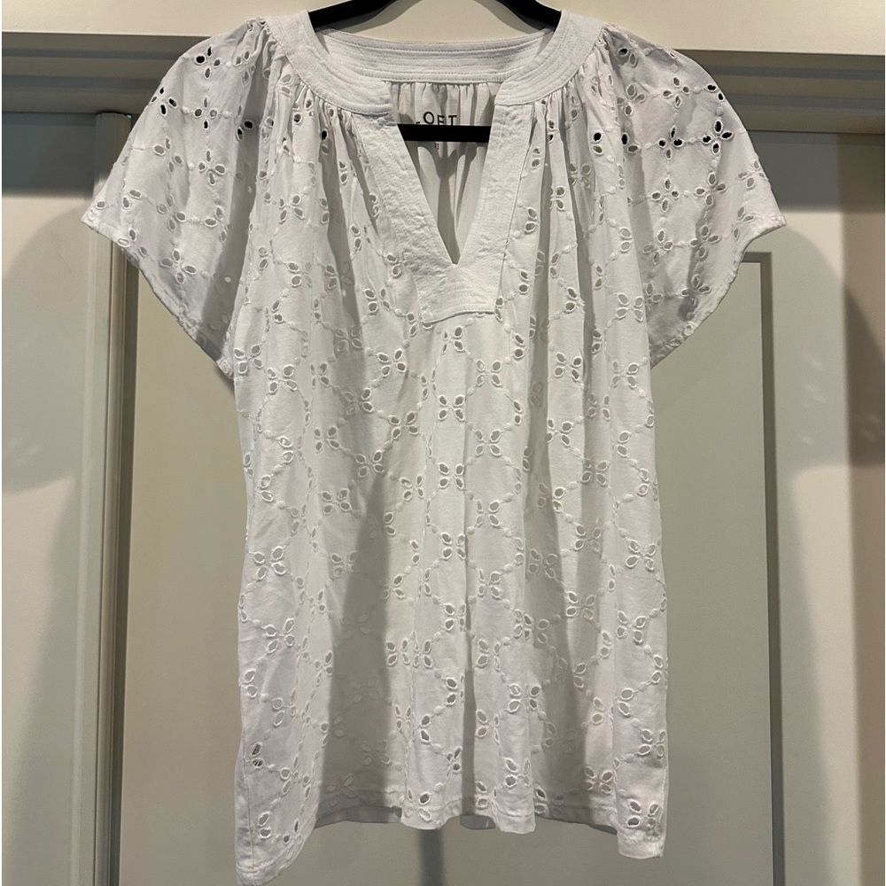 Loft white eyelet top size XS